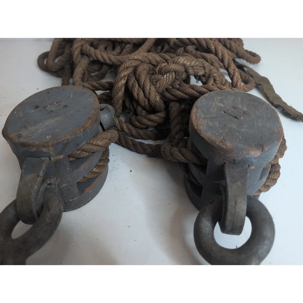 Two Large Vintage Pulleys With Large 7